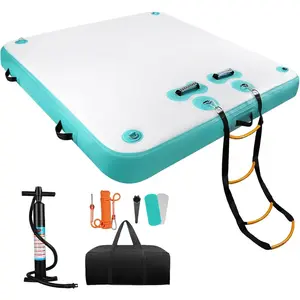 5ft/6ft/8ft/10ft Multi-People Inflatable Floating Dock Water Platform, Inflatable Floating Mat Suitable for Lake Boats Island Swimming Pool Outdoor Water Recreation