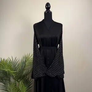 Zaina Black Abaya with Pearl Sleeves Elegant Modest Maxi Dress for Eid Wedding & Evening Wear Versatile Special Occasion Fashion