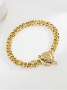 Women's Elegant Artificial Zircon Decorated Bracelet, Exquisite Trendy Bracelet, Fashionable Jewelry for Women & Girls As Gift