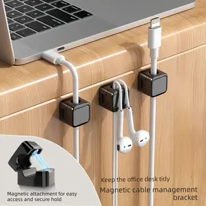 Magnetic Cable Management Organizer, Desktop Cord Holder & Wire Wrangler, Universal Fit Data Line Protector, Easy Install Design