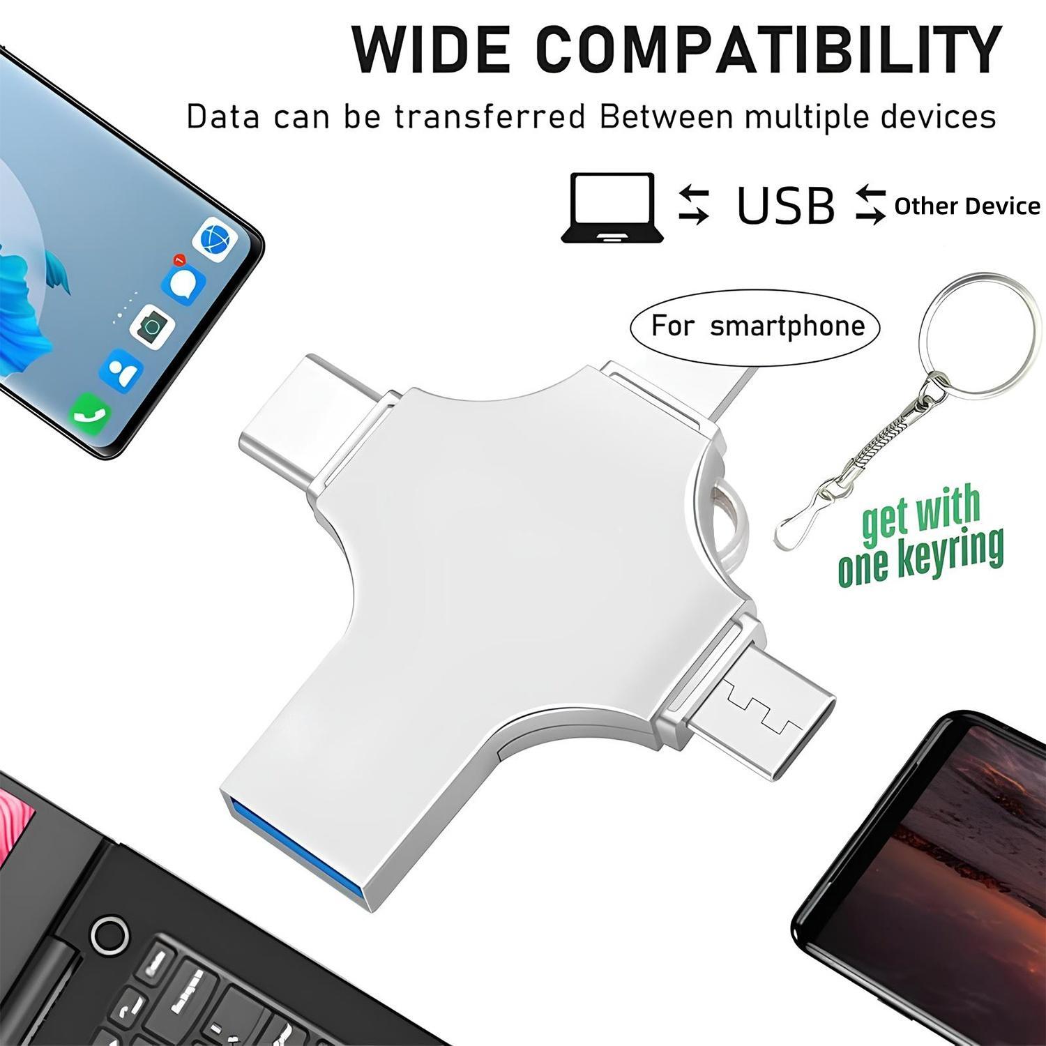 2TB USB Flash Drive,4 in 1 High Speed USB 3.0 Memory Stick,Thumb Drive,USB flash drive for iPhone iPad,External Storage for iPad,Android Phones,PC and More Devices,Memory stick storage for photo and video backup