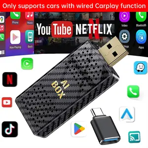 【FIFA World Cup 2026】Yurnlv Mini Al Box -Streaming Netflix/Youtube/Tiktok to your car! 4in 1 Wireless CarPlay and Android Auto Adapter suitable forFactory wired CarPlay Cars