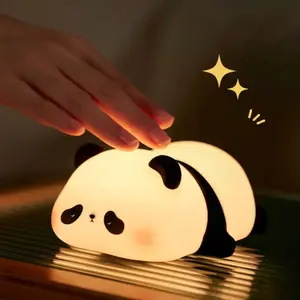 Panda Children's Night Light Food-grade Silicone Rechargeable Fun Kawaii Adjustable Brightness Small Gifts Cute lamp Festival Decorative baby lights