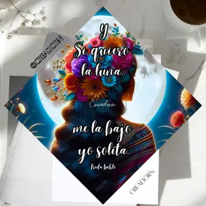 Floral Latina Frida Hispanic Empowered Women 1st Gen Graduation Cap Spanish Custom Personalized Quote Cap Topper