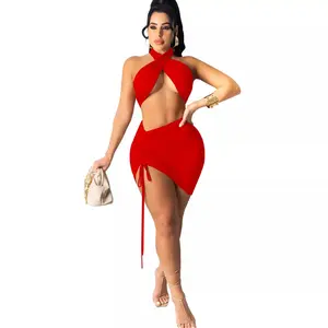 Crossed Shirt And Skirt Set