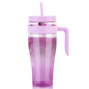 Hydraful 50 oz Tritan Plastic Tumbler with Lid and Straw and Handle - 100% Leak-Proof - Perfect for Iced Coffee, Smoothies, Boba, and Juice