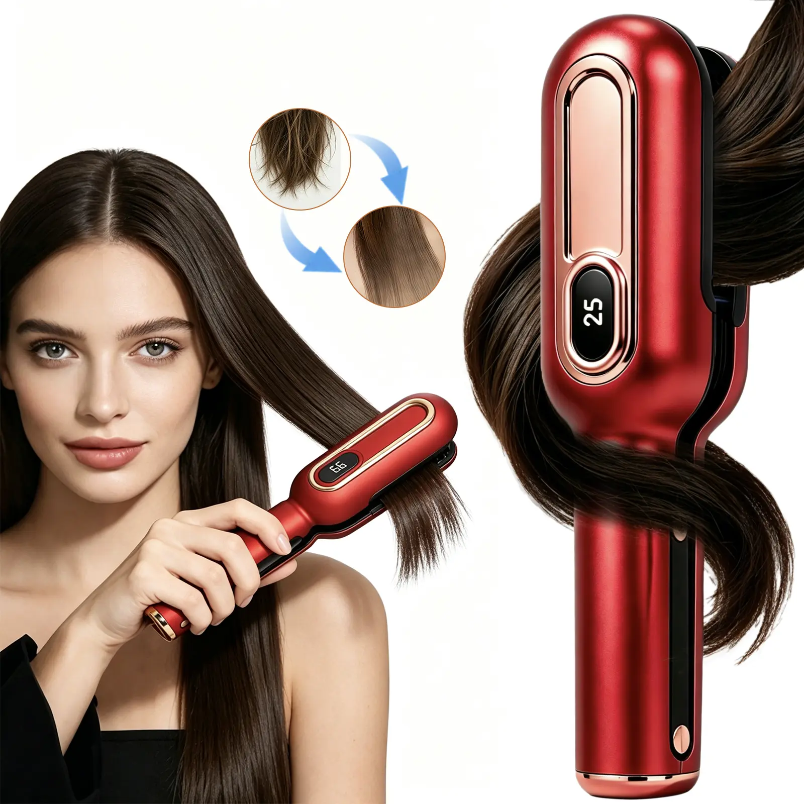 Cordless Split End Hair Trimmer, Rechargeable Hair Care Tool for Dry, Frizzy, Curly & Straight Hair, At-Home Hair Care & Daily Styling