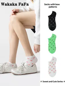3 pairs of four season dopamine essential outfits, cute all over butterfly boat socks, Loose, breathable, skin friendly, comfortable women's boat socks