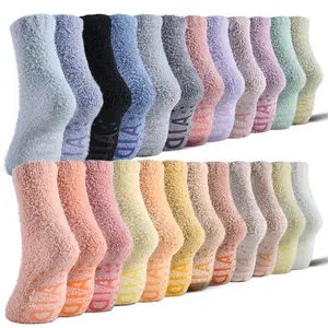 Warm Hiking Socks Thermal Crew Winter Boot Socks For Men & Women 6 Pairs Fluffy Socks with Enhanced Heating Feature Winter Ski Thick Boot Insulated Cozy with Grips Plush Socks for Cold Weather Knitting Hospital Socks with Grips Christmas Gifts