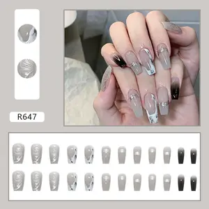 Nail art, wearable nails, sweet and cool dark style nail stickers, wearable nail pieces, high-end fake nails