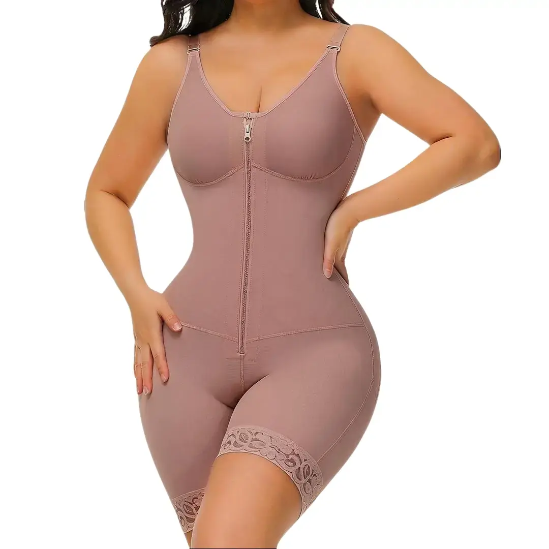 Women’s Colombian Nylon Blend Faja Bodysuit Shapewear - Tummy Control, Butt Lift, Abdominal Compression, Zipper Access, Adjustable Straps, Body Contour, Junior Sizes