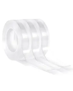 VEVOR Double Sided Tape Heavy Duty,  16 ft Nano Mounting Tape(3 Pack), Strong Adhesive & Reusable, Clear Two Sided Wall Tape, Removable Poster Picture Hanging Strips for Home Office Car Outdoor Use