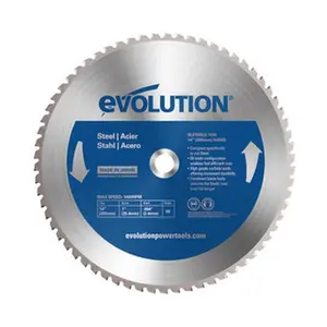 Evolution Power Tools Wet & Dry-Cut Saw Blade: 14" Dia, 1" Arbor Hole, 66 Teeth For Mild Steel, Ferrous Metal 14BLADEST