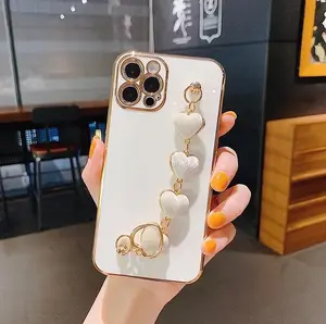 iPhone 13 Pro Unique Phone Case with Heart Charms and Ring Holder for Stylish Protection