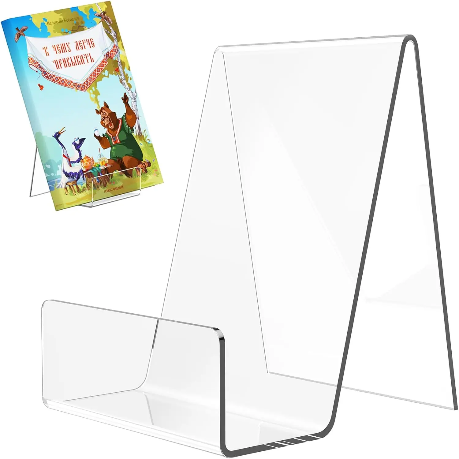 6 Pack Acrylic Book Stand Clear Easel Stand for Display Book Display Holder Display Stand for AlbumCD Magazine Postcard Picture Plate Artworks Phone,Tablet