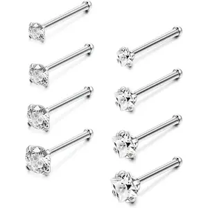 Stainless steel nose ring 18G 20G surgical nose ring screw post cubic zirconia nose ring lip wearing nose perforation jewelry men and women 1.5mm 2mm 2.5mm 3mm daily