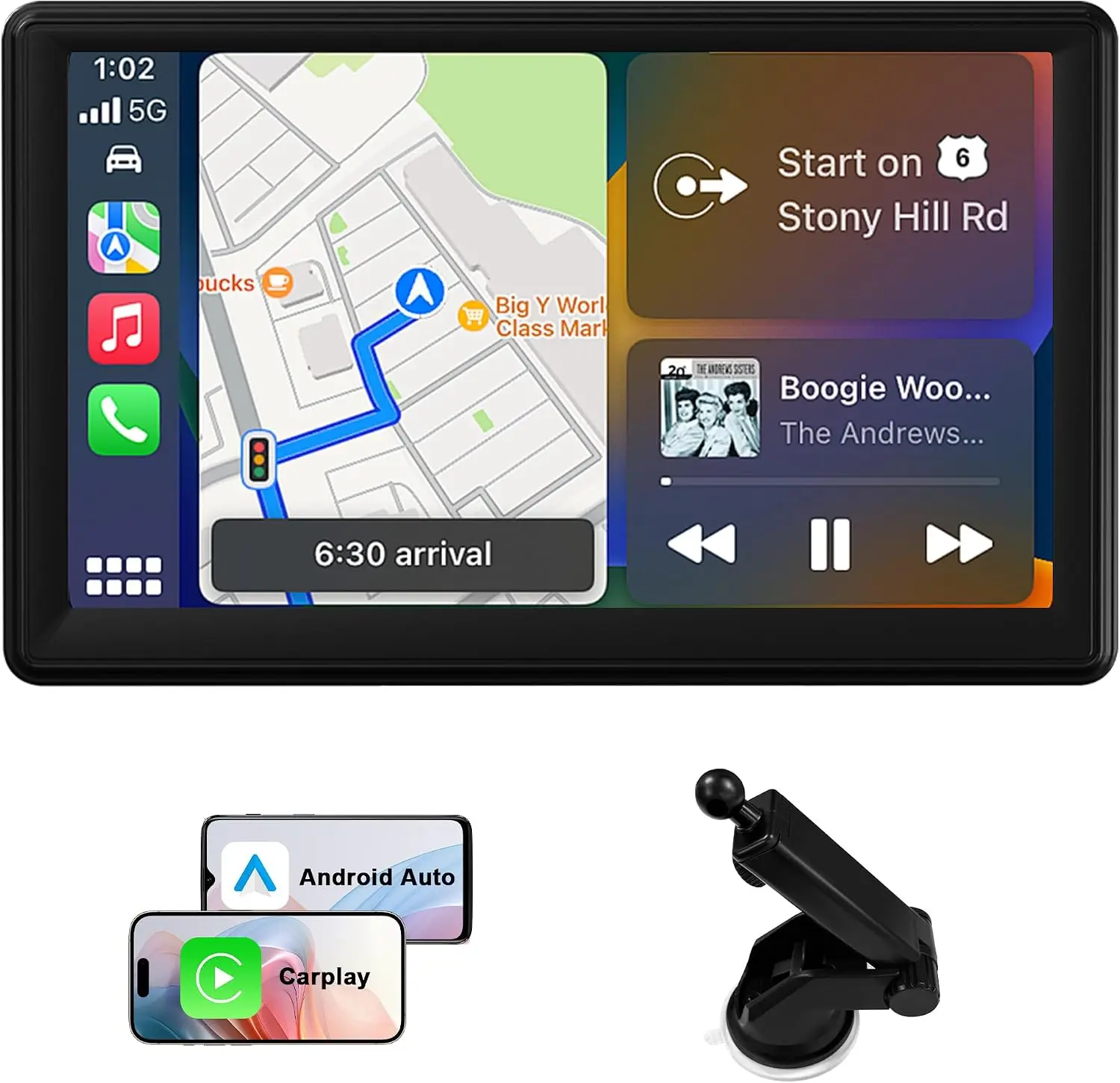 Double Din Car Radio Stereo: 7 Inch Touch Screen Car Audio Support Wireless Carplay & Android Auto/FM/Bluetooth 5.0/USB/Aux Input