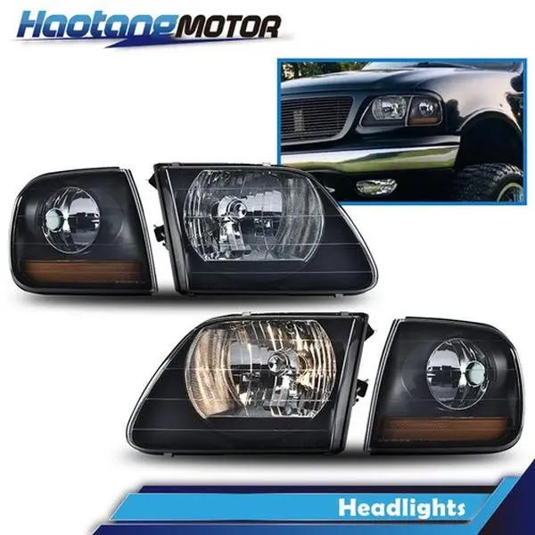 CROSSDESIGN Lightning-Style Headlamp with Corner Lamps, Car Exterior Upgrade Accessory, Compatible with 97-03/02 Ford F-150, Ford Expedition