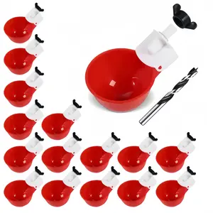 【Clearance Deal】Chicken Waterer Cups (16 Pack/Red) - 3rd Generation DlY Large Automatic Chicken Water Feeder Cup, Tee Fittings Poultry Waterer, Suitable for Chicks, Turkeys,Ducks, Goose, Small Pets with Mounting Hole Opener