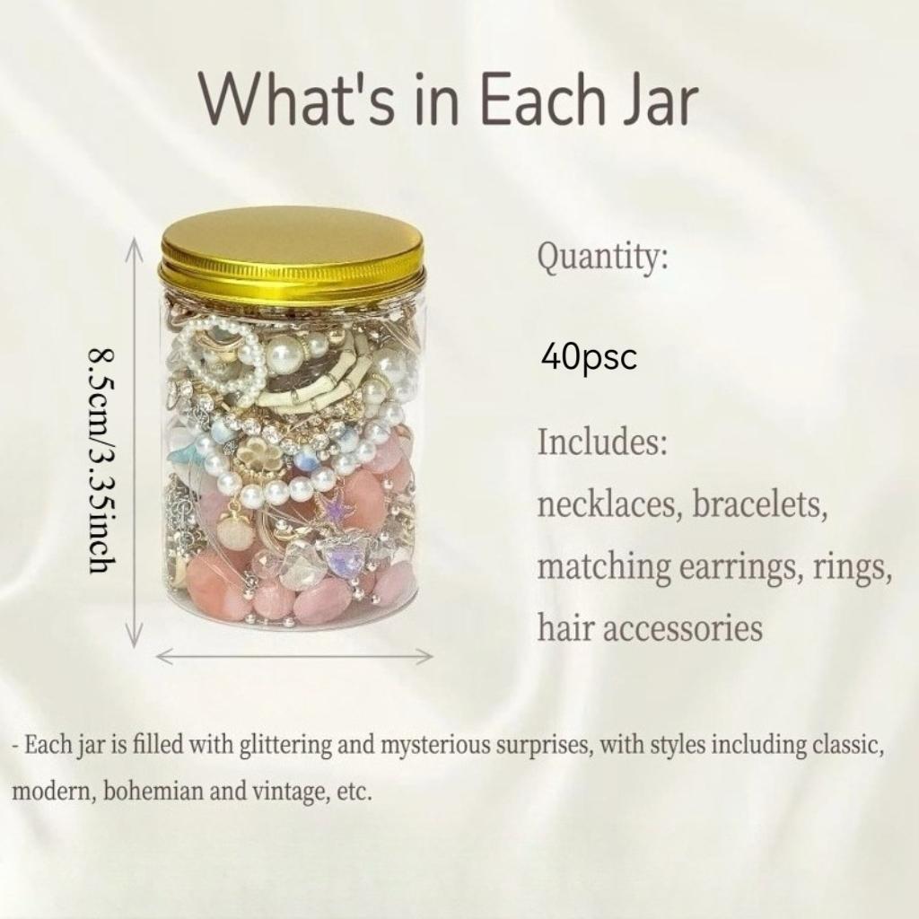 Jewelry Jar Set -25-60 Jewelry Boxes Women's Gift Set, Including Necklace, Earrings, Ring, Bracelet Jewelry Jar Set -25-60 Jewelry Boxes Women's Gift Set, Including Necklace, Earrings, Ring, Bracelet