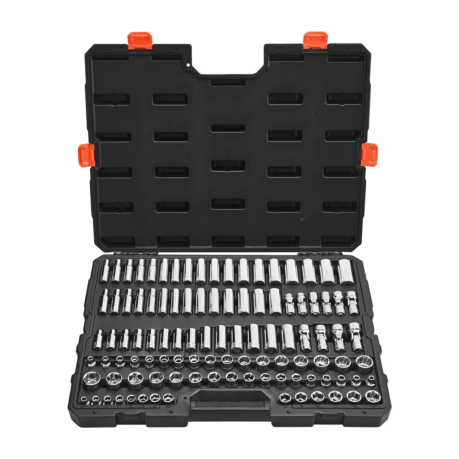 【summerfinds】VEVOR 104-Piece 3/8 in Drive Metric Socket Wrench Kit, 6-24 mm Deep & Standard Sockets, Chrome Plated CR-V Alloy Steel Mechanic Tool Kit Set with Storage Case for Automotive Repair