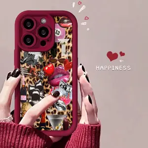 Lip & leopard Print Soft Silicone Protective Cover ,Fully Protected Shockproof For iPhone 17 16 15 14 13 12 11 Pro Max Plus X Air Mini 16E 17E Trendy Girl