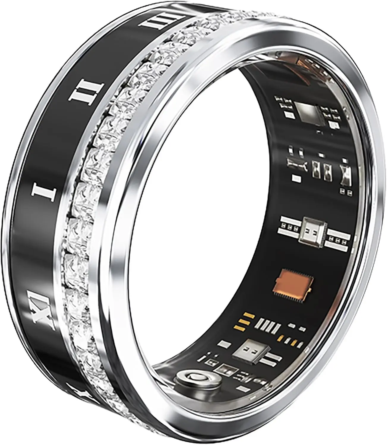 Smart Ring for Fitness Diamond Activity Tracker Heart Rate Monitor Sleep Pedometer Calorie Counter Ladies Smart Rings Silver Gold