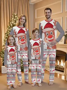 Christmas, practical personal clothing for multiple occasions, family gatherings, round neck, long-sleeved pajama sets, furniture clothing sets, pajama sets, fashionable parent-child clothing.