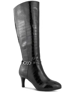 Karen Scott Women's Black Crocodile Hanna Dress Boots