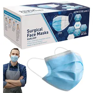 50 Pack Blue Medical Disposable Face Masks, 3 Ply Earloop Breathable Non-Woven Masks, Comfortable Protective Adult Face Masks for Daily Respiratory Safety
