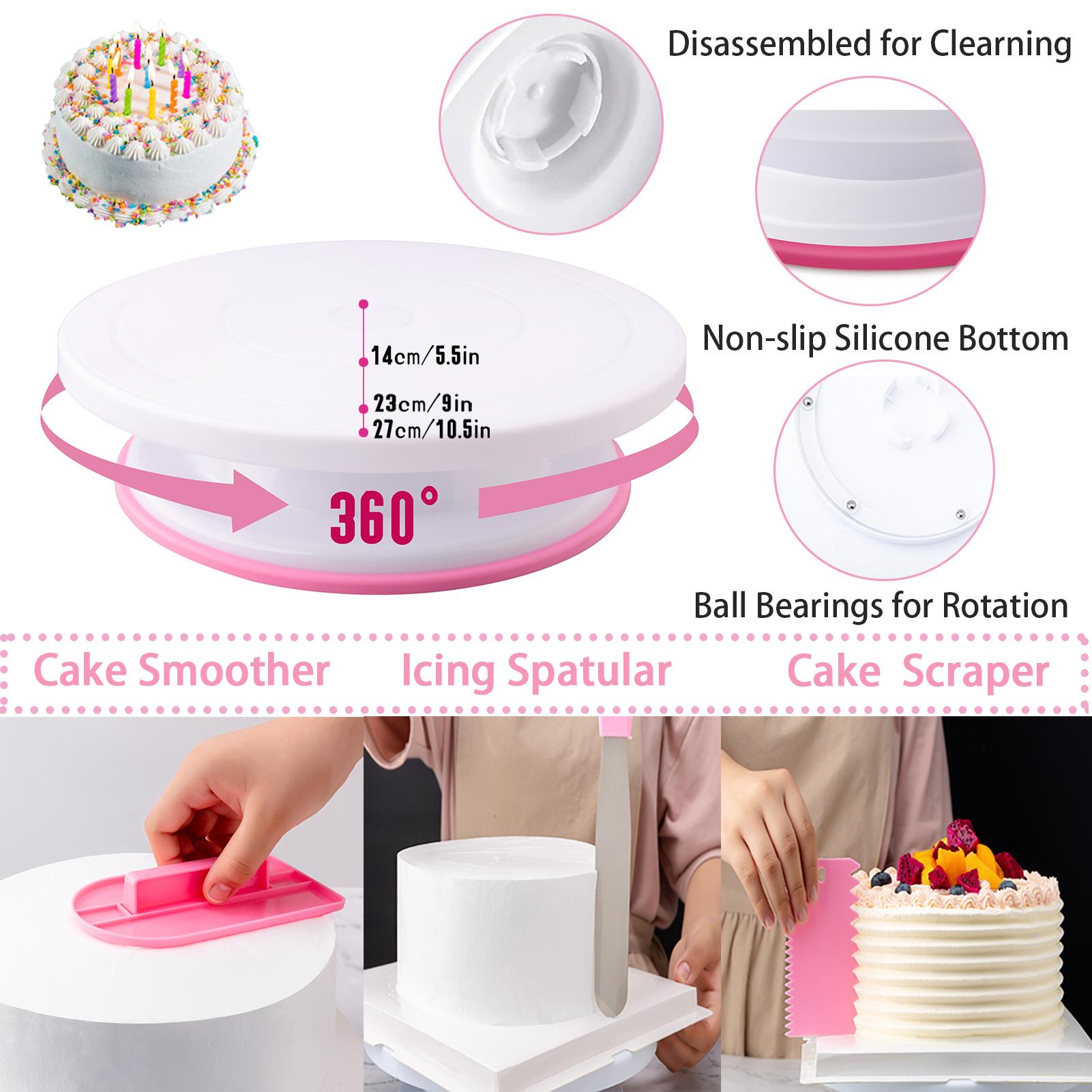 Multi Function Cake Decorating Tools 356pcs Kit With Stable Turntable Icing Tips Piping Bag For Beginners Food Grade Materials Fondant Cutters Cake Leveler Scraper Baking Essentials