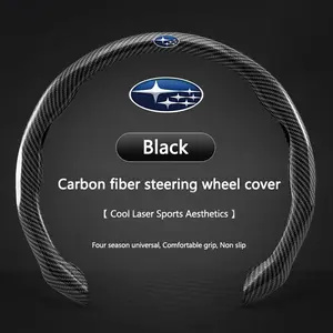 5D Car Carbon Fiber Anti-Slip Ventilated Steering Wheel Cover, Compatible with Subaru Sti Brz Wrx Xv Ascent Forester Outback Impreza Legacy