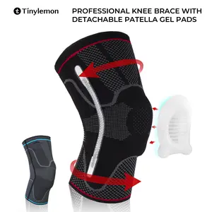 Tinylemon Professional Knee Brace with Detachable Patella Gel Pads for Men & Women - Ideal for Running, Meniscus Tear, ACL, Arthritis, Joint Pain Relief - Comfortable & Breathable Neoprene Fabric Black White