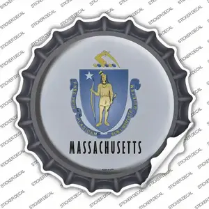Massachusetts State Flag Novelty Bottle Cap Sticker Decal