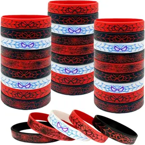 30 Pieces Spider Bracelets Silicone Wristbands for Halloween Theme Birthday Party Decorations Supplies