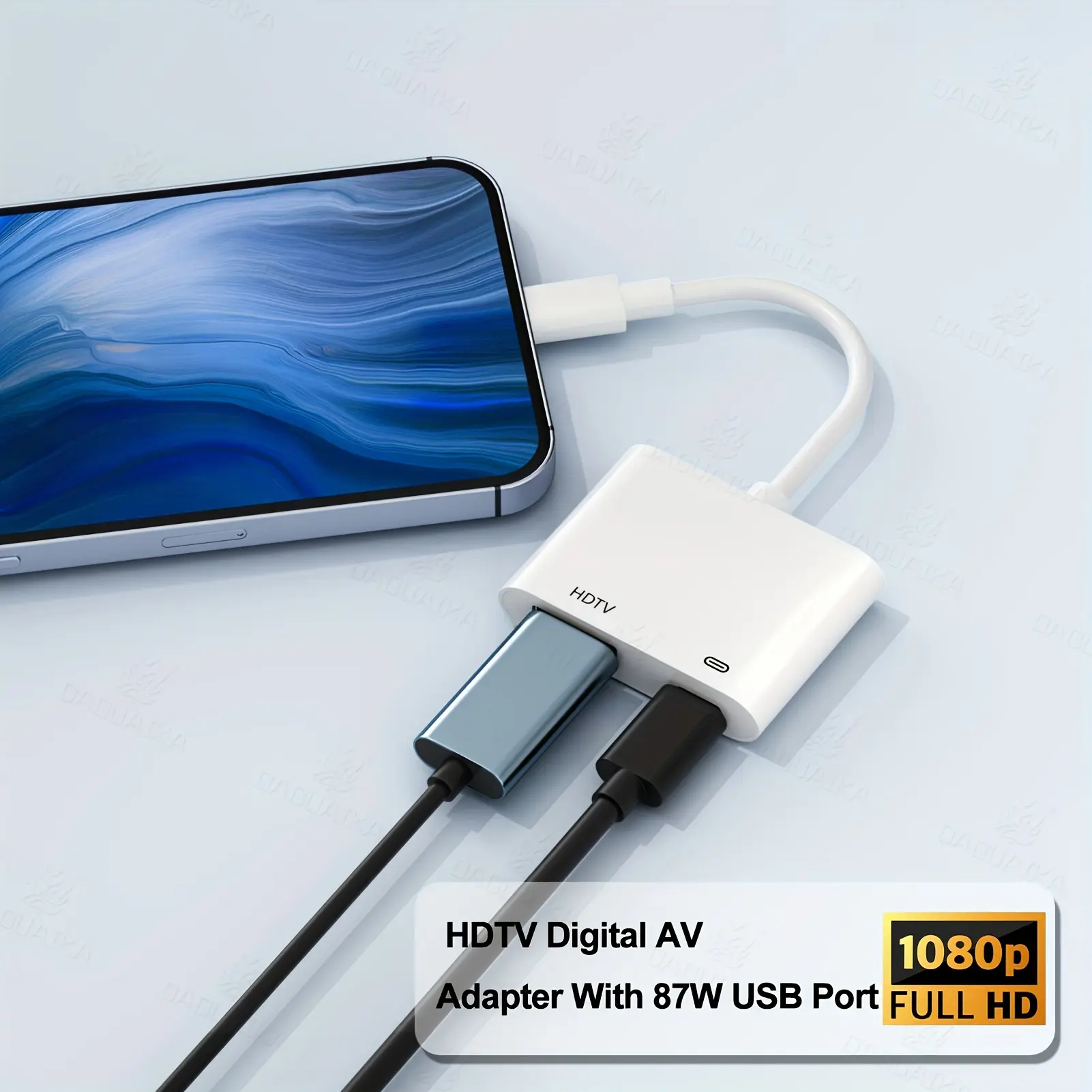 For Phone to HDTV Digital AV Adapter 1080P HDTV Sync Screen Digital Audio AV Converter for HDTV/Projector/Monitor Phone 14 13 12 11 X XS XR 9 8 7 IOS 18
