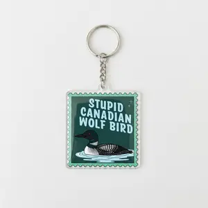 Stupid Canadian Wolf Bird Keychain, Heated Rivalry Keychain, Hollander & Rosanov, Team Hollanov Keychain