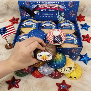 [Blind Box] Limited 250th July 4th American Independence Day Dumplings Slow Rising Squishy Blind Box with Steamer Basket, Stress-relieving Squeeze Toy Set, Simulated Steamed Bun Squeeze Toy for ADHD, Party Favor Gift