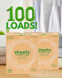 Sheets Laundry Club Liquidless Laundry Detergent Sheets – 50 Count, Up to 100Loads, Fresh Linen / Lavender / Free &amp; Clear, Eco-Friendly Plastic-Free LaundryCleaner