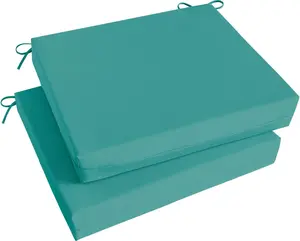 Basic Beyond Outdoor Chair Cushions Set of 2, Waterproof Outdoor Cushions with Ties, Square Corner Patio Furniture Cushions, 18.5"x16"x3", Teal