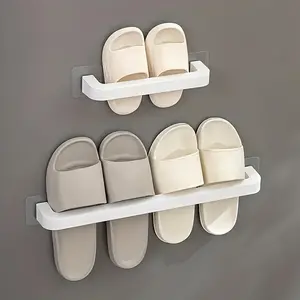 Wall-Mounted Shoe Storage Rack Non-Wood Plastic No Power Needed for Slippers and Shoes Suitable for Bathroom Bedroom Home Dormitory Use