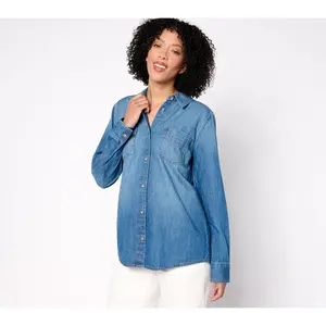 Denim & Co. Long Sleeve Button Front Denim Shirt