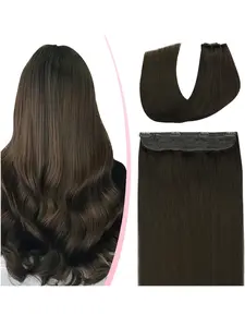 Fish Wire Human Hair Extensions 14-22 Inch Halo Hair Nature Human Hair Good Quality Invisible Hair Extensions for Women in Stock Soft Human Hair