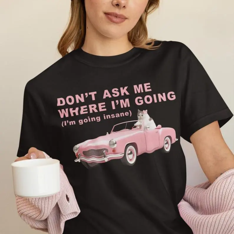 Im going insane Funny Cat Meme Tee Shirt Gift for Woman, Stupid Shirts, Ugly T-shirt, Unhinged Clothes, Cringe Mental Health Tshirt, Gifts
