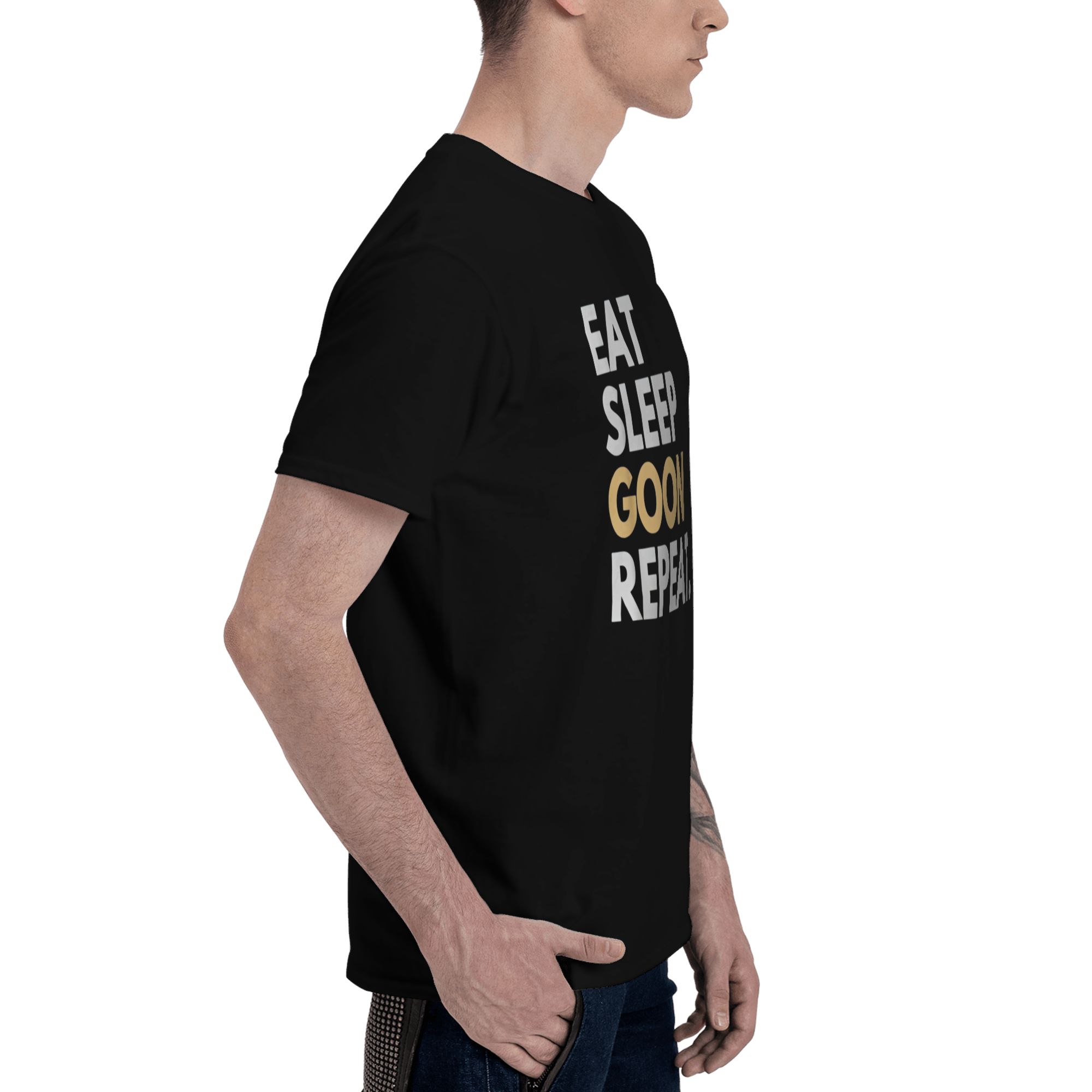 Gooner Eat Sleep Goon Repeat T-Shirt  Humorous Slogan Casual Apparel
