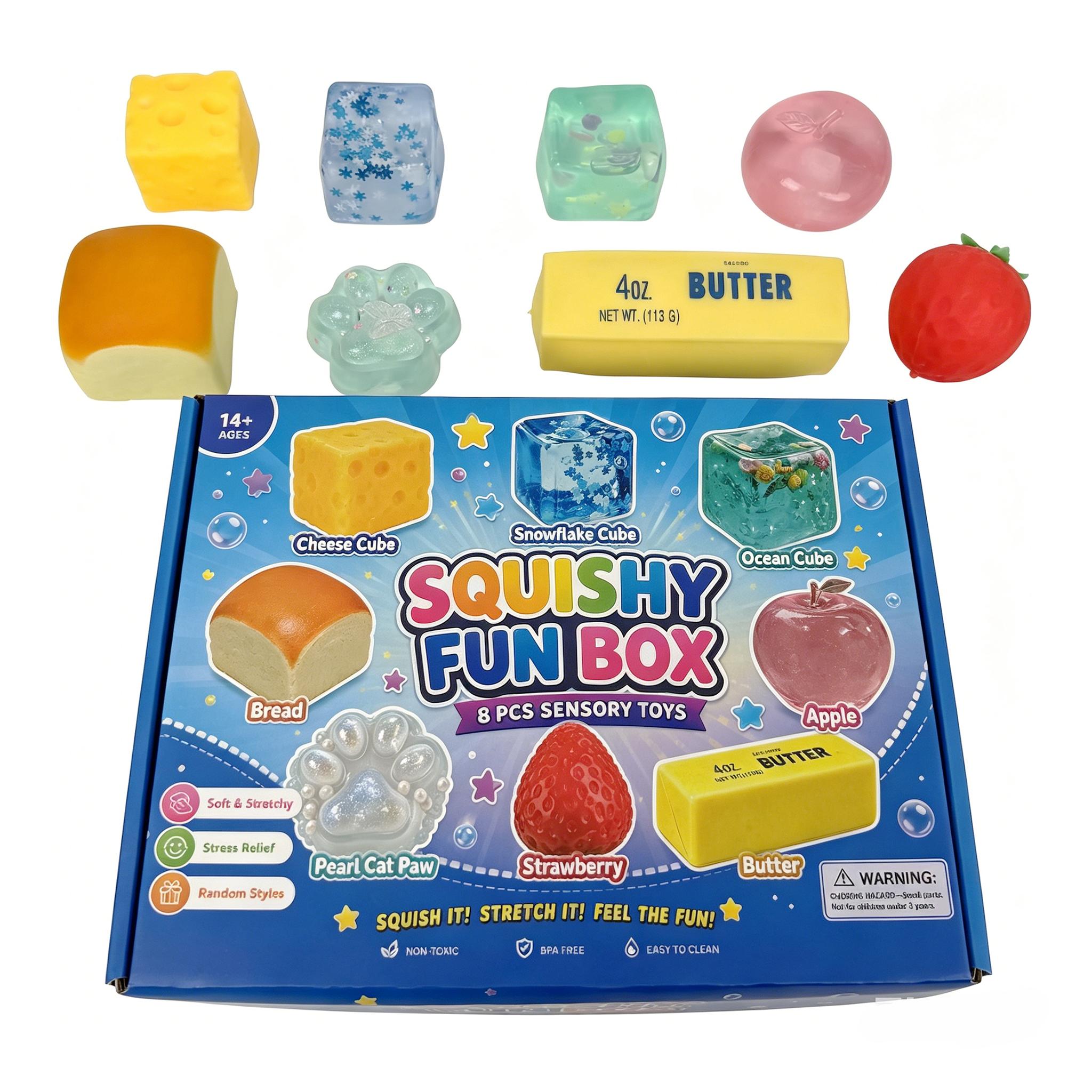 8-Piece Cute Animal Squishy Gift Pack, Malt Sugar Slow-Rebound Fidget, Assorted Sensory Stress Relief Bundle, Perfect Party Favor & Holiday Present