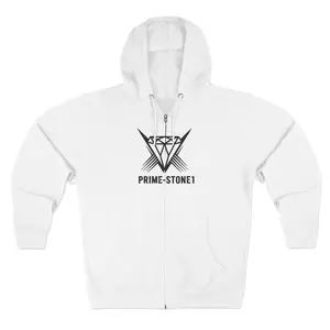 Winged Emblem Zip Hoodie — Prime-Stone1 Graphic Zip-Up