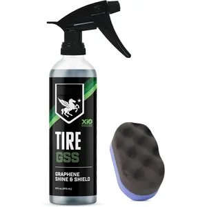 Tire GSS - XiO2(TM) Tire Shine  with Graphene Forms Tri-Molecular Bond to Rubber - Water-Resistant, Long-Lasting Protection - Satin Black Finish - Easy, No-Sling Application with Applicator Pad