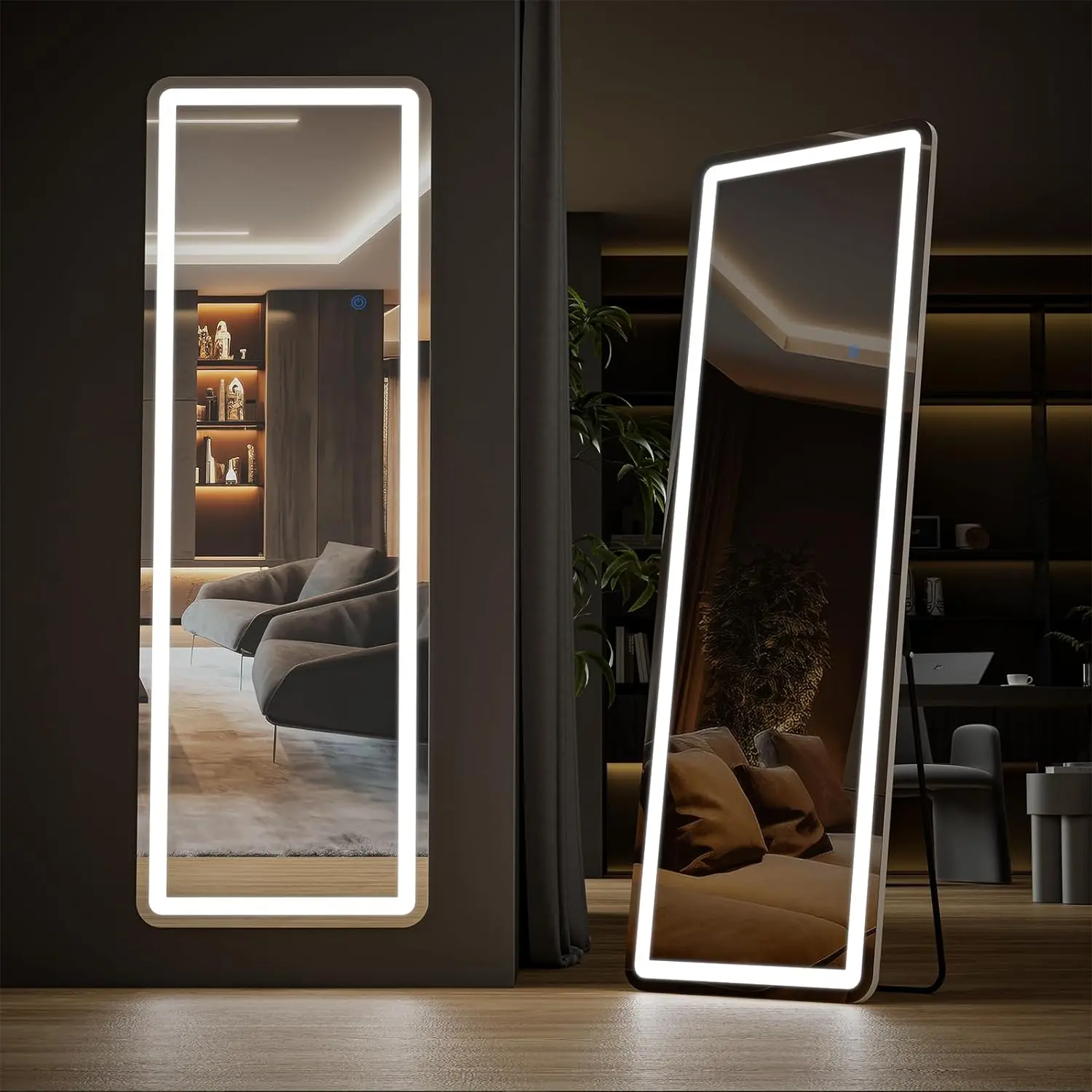 Full Length Miror with LED lights- White