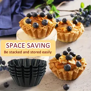 For Home Baking & Birthday Parties, Mini Dessert Baking Solution, Non-stick Carbon Steel Mini Tart Pans, Easy Release High Temp Resistant Durable, Effortlessly Handle Batch Mini Dessert Baking, 18 Pack